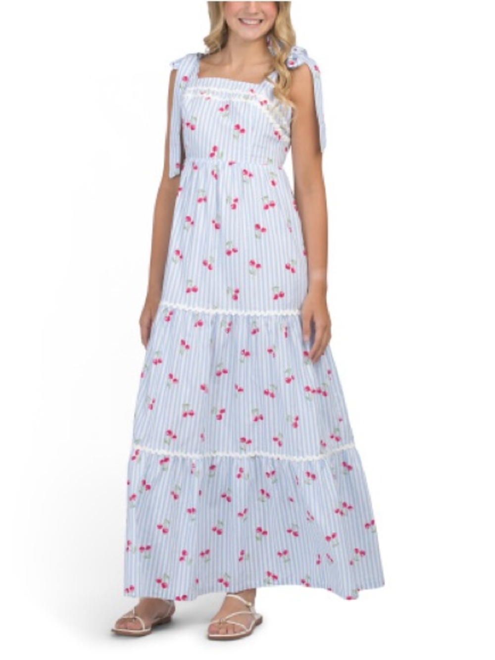 RACHEL ZOE Cherry Print Dress With Rickrack Trim 4